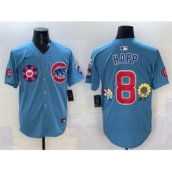 Men Chicago Cubs 8 Ian Happ Blue 2025 Tokyo Series 2nd Alternate Limited Stitched Baseball Jersey