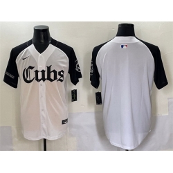 Men Chicago Cubs Blank White Black  27Gothic North Side Edition 27 Vapor Premier Limited Stitched Baseball Jersey