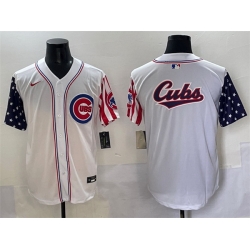 Men Chicago Cubs Team Big Logo White 2025 Independence Day Vapor Premier Limited Stitched Baseball Jersey