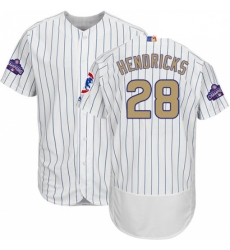 Mens Majestic Chicago Cubs 28 Kyle Hendricks White 2017 Gold Program Flexbase Authentic Collection MLB Jersey