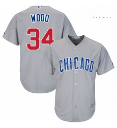 Mens Majestic Chicago Cubs 34 Kerry Wood Replica Grey Road Cool Base MLB Jersey