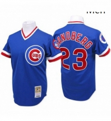 Mens Mitchell and Ness Chicago Cubs 23 Ryne Sandberg Authentic Blue Throwback MLB Jersey