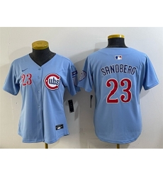 Women Chicago Cubs 23 Ryne Sandberg Blue Ryne Sandberg Tribute Vapor Limited V3 Stitched Baseball Jersey