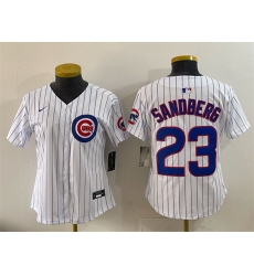 Women Chicago Cubs 23 Ryne Sandberg White Home Limited Stitched Jersey Women Chicago Cubs 23 Ryne Sandberg White Home Limited Stitched Jersey