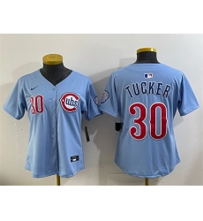 Women Chicago Cubs 30 Kyle Tucker Blue 2024 25 2nd Alternatemited Stitched Baseball Jersey