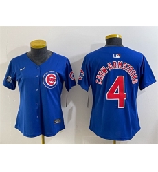 Women Chicago Cubs 4 Pete Crow Armstrong Royal Ryne Sandberg Tribute Vapor Limited V2 Stitched Baseball Jersey Women Chicago Cubs 4 Pete Crow Armstrong Royal Ryne Sandberg Tribute Vapor Limited V2 Stitched Baseball Jersey