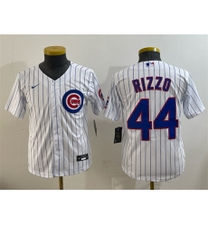 Women Chicago Cubs 44 Anthony Rizzo White Stitched Baseball Jersey