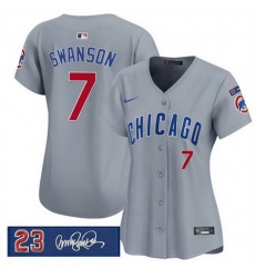 Women Chicago Cubs 7 Dansby Swanson Gray Ryne Sandberg Tribute Vapor Limited V3 Stitched Baseball Jersey Women Chicago Cubs 7 Dansby Swanson Gray Ryne Sandberg Tribute Vapor Limited V3 Stitched Baseball Jersey