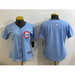 Women Chicago Cubs Blank Blue 2024 25 2nd Alternatemited Stitched Baseball Jersey