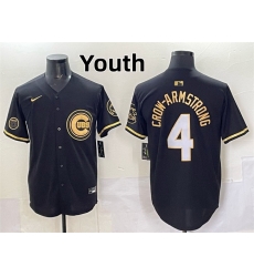 Youth Chicago Cubs 4 Pete Crow Armstrong Black Gold 27Ryne Sandberg Tribute 27 Vapor Limited V2 Stitched Baseball Je Youth Chicago Cubs 4 Pete Crow Armstrong Black Gold 27Ryne Sandberg Tribute 27 Vapor Limited V2 Stitched Baseball Je