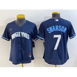Youth Chicago Cubs 7 Dansby Swanson Navy City Connect Stitched Jersey