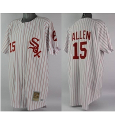 Men 1972 Dick Allen #15 Chicago White Sox Signed Mitchell Ness White Strip Jersey