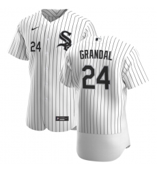 Men Chicago White Sox 24 Yasmani Grandal Men Nike White Home 2020 Flex Base Player MLB Jersey