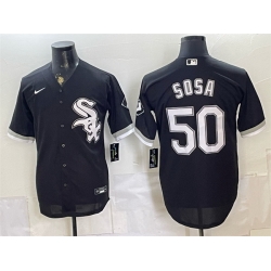 Men Chicago White Sox  50 Lenyn Sosa Black Stitched Baseball Jersey