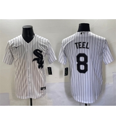 Men Chicago White Sox 8 Kyle Teel White Cool Base Stitched Baseball Jersey Men Chicago White Sox 8 Kyle Teel White Cool Base Stitched Baseball Jersey