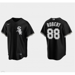 Men Chicago White Sox 88 Luis Robert Black Cool Base Stitched Jersey