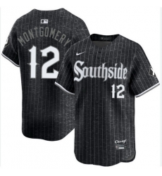 Men Chicago White Sox Colson Montgomery #12 Black City Connect Stitched Jersey Men Chicago White Sox Colson Montgomery #12 Black City Connect Stitched Jersey