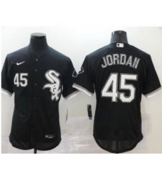 Men Nike White Sox 45 Michael Jordan Blak Cool Base Jersey