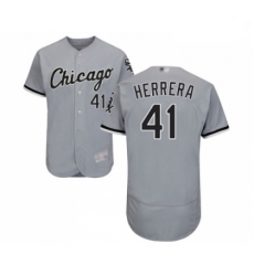 Mens Chicago White Sox 41 Kelvin Herrera Grey Road Flex Base Authentic Collection Baseball Jersey