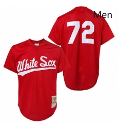 Mens Mitchell and Ness 1990 Chicago White Sox 72 Carlton Fisk Replica Red Throwback MLB Jersey