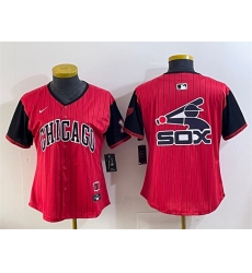 Women Chicago White Sox Team Big Logo Red Black 2025 City Connect Limited Stitched Baseball Jersey 003