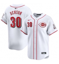 Men Cincinnati Reds 30 Will Benson White Home Limited Stitched Baseball Jersey