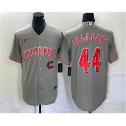 Men Cincinnati Reds 44 Elly De La Cruz Grey Cool Base Stitched Baseball Jersey1