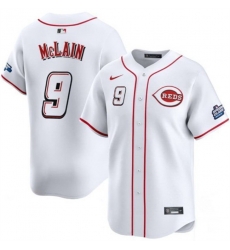 Men Cincinnati Reds 9 Matt McLain White 2025 Speedway Classic Home Limited Stitched Baseball Jersey