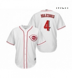 Mens Cincinnati Reds 4 Jose Iglesias Replica White Home Cool Base Baseball Jersey 