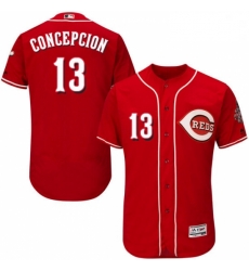 Mens Majestic Cincinnati Reds 13 Dave Concepcion Red Alternate Flex Base Authentic Collection MLB Jersey