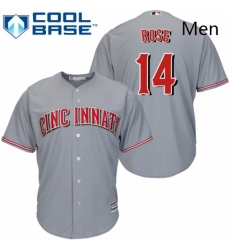 Mens Majestic Cincinnati Reds 14 Pete Rose Replica Grey Road Cool Base MLB Jersey