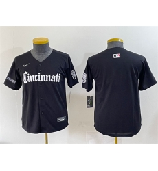 Youth Cincinnati Reds Blank Black  27Gothic Queen City Edition 27 Vapor Premier Limited Stitched Baseball Jersey