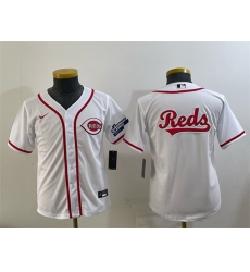 Youth Cincinnati Reds Team Big Logo White 2025 Speedway Classic Stitched Baseball Jersey
