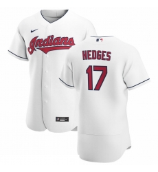 Men Cleveland Indians 17 Austin Hedges Men Nike White Home 2020 Flex Base Team MLB Jersey