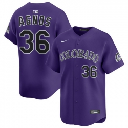 Men Colorado Rockies Nike Purple Alternate Limited Jersey Agnos Zach 36