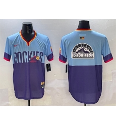 Men Colorado Rockies Team Big Logo Purple Light Blue 2025 City Connect Limited Stitched Baseball Jersey Men Colorado Rockies Team Big Logo Purple Light Blue 2025 City Connect Limited Stitched Baseball Jersey