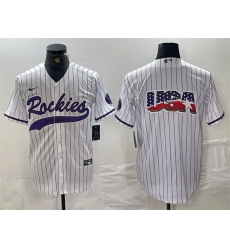 Men Colorado Rockies White Team Big Logo Cool Base Stitched Baseball Jersey