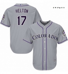 Mens Majestic Colorado Rockies 17 Todd Helton Replica Grey Road Cool Base MLB Jersey