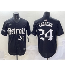Men Detroit Tigers 24 Miguel Cabrera Black  27Motor Gothic Edition 27 Vapor Premier Limited Stitched Baseball Jersey