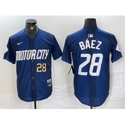 Men Detroit Tigers 28 Javier B E1ez 2024 Navy City Connect Cool Base Stitched Limited Jerseys 1