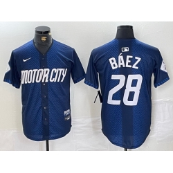 Men Detroit Tigers 28 Javier B E1ez 2024 Navy City Connect Cool Base Stitched Limited Jerseys