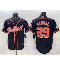 Men Detroit Tigers 29 Tarik Skubal Black With Patch Cool Base Stitched Baseball Jersey Men Detroit Tigers 29 Tarik Skubal Black With Patch Cool Base Stitched Baseball Jersey