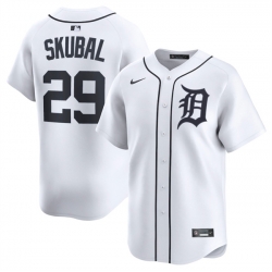 Men Detroit Tigers 29 Tarik Skubal White 2024 Home Limited Stitched Baseball Jersey