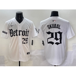 Men Detroit Tigers 29 Tarik Skubal White  27Motor Gothic Edition 27 Vapor Premier Limited Stitched Baseball Jersey
