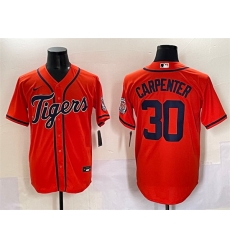Men Detroit Tigers 30 Kerry Carpenter Orange With Patch Cool Base Stitched Baseball Jersey Men Detroit Tigers 30 Kerry Carpenter Orange With Patch Cool Base Stitched Baseball Jersey