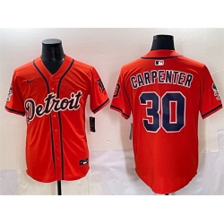 Men Detroit Tigers 30 Kerry Carpenter Orange With Patch Vapor Premier Limited Stitched Baseball Jersey