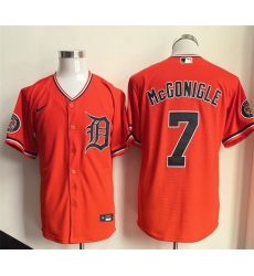 Men Detroit Tigers 7 Kevin McGonigle Orange Cool Base Stitched Baseball Jersey Men Detroit Tigers 7 Kevin McGonigle Orange Cool Base Stitched Baseball Jersey