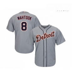 Mens Detroit Tigers 8 Mikie Mahtook Replica Grey Road Cool Base Baseball Jersey 