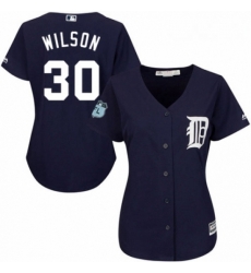 Womens Majestic Detroit Tigers 30 Alex Wilson Authentic Navy Blue Alternate Cool Base MLB Jersey 