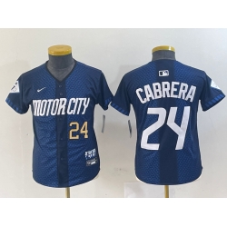 Youth Detroit Tigers 24 Miguel Cabrera 2024 Navy City Connect Cool Base Limited Stitched Baseball Jersey 002